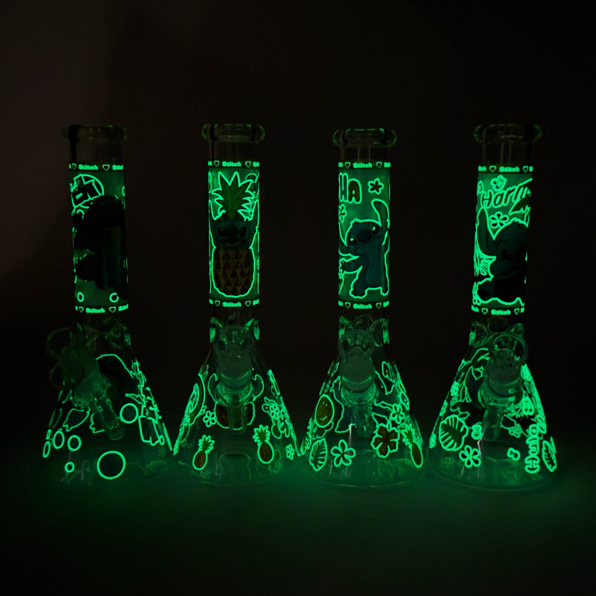 10" Turtle Design Glass Beaker Bong – Glow in the Dark