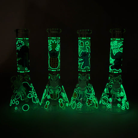 10" Turtle Design Glass Beaker Bong – Glow in the Dark