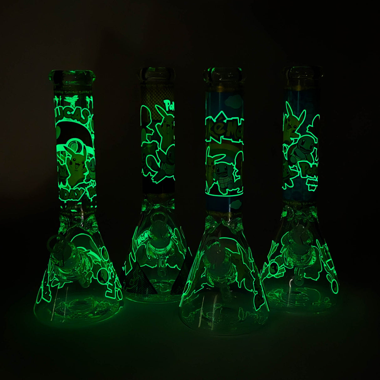 14" Carton Design 7mm Thick Heavy Duty Glass Beaker Bong – Glow in the Dark