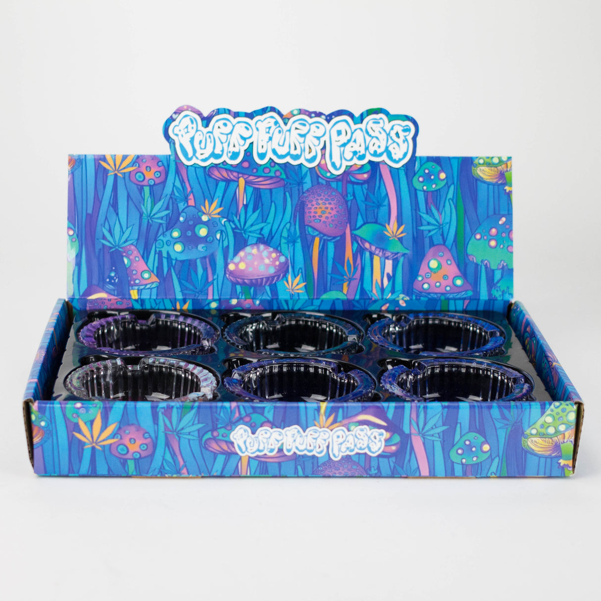Premium Glass Mushroom Design Ashtray – Box of 6
