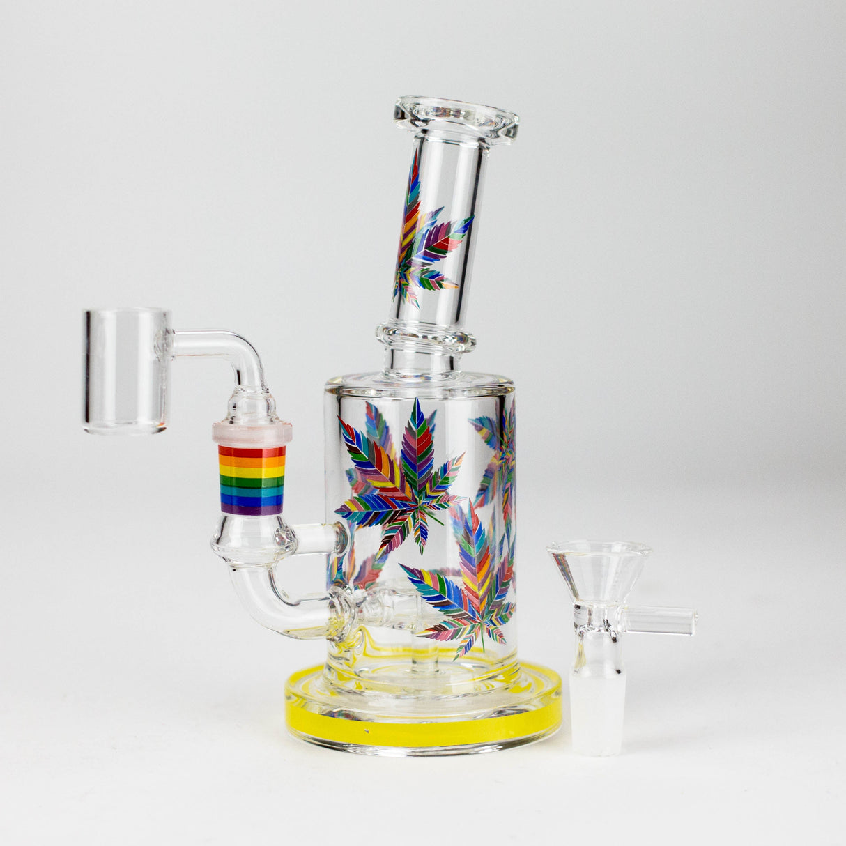7" 2-in-1 Leaves Design Rig with Perc, Banger & Bowl Included