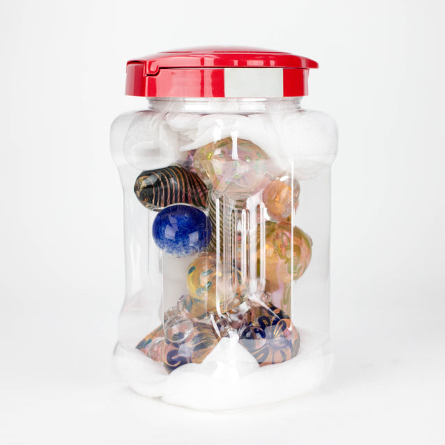 4.5" Premium Glass Pipe – 10 Pieces in Display Jar Glass Pipe Bongzie Smokes