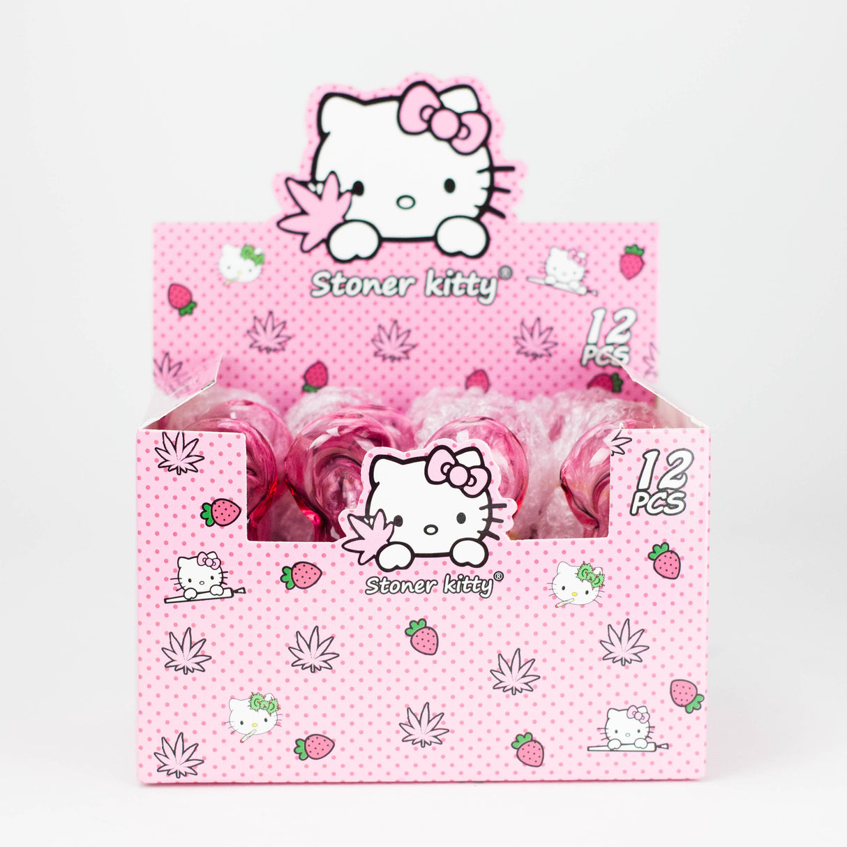 4" Kitty Design Pink Glass Pipe – Box of 12