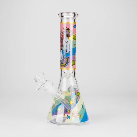 10" Unicorn Design Glass Beaker Bong