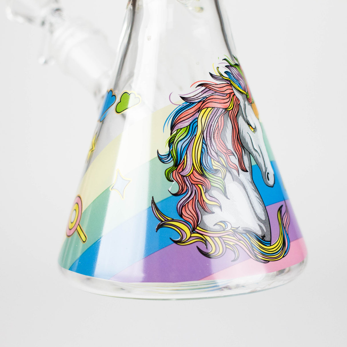 10" Unicorn Design Glass Beaker Bong