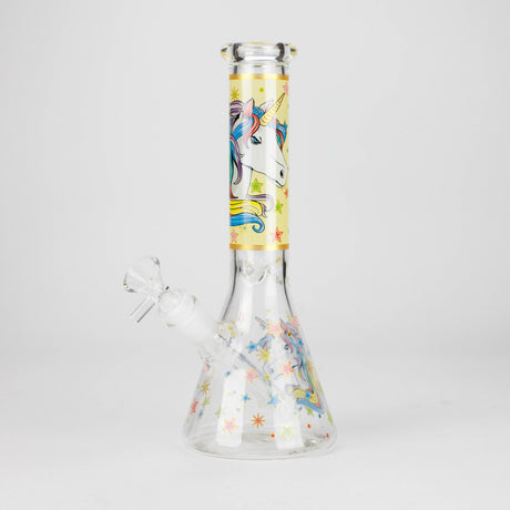 10" Unicorn Design Glass Beaker Bong
