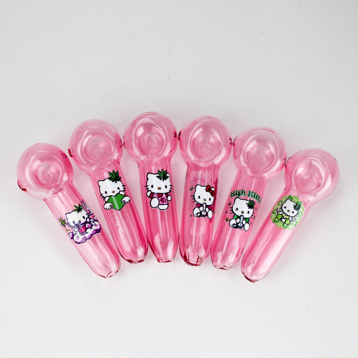 4" Kitty Design Pink Glass Pipe – Box of 12