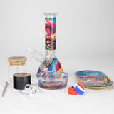 10-in-1 Mushroom Design Smoke Set Complete Smoking Kit with 8" Glass Bong Bundle 777 Smoke