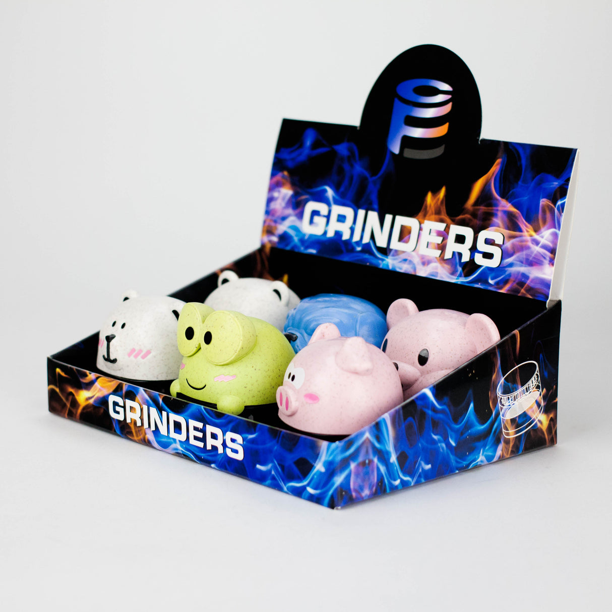 2.5" Cute Animal Design Metal Grinder 4 Layers - Box of 6 Display Pack 777 Smoke