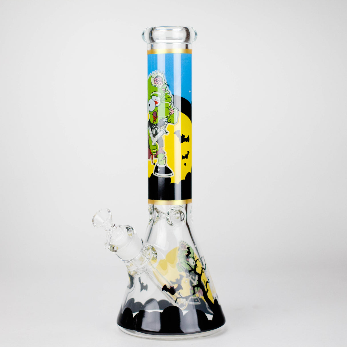 14" Cartoon S Design 7mm Thick Heavy Duty Glass Beaker Bong Glass Bong 777 Smoke Design1