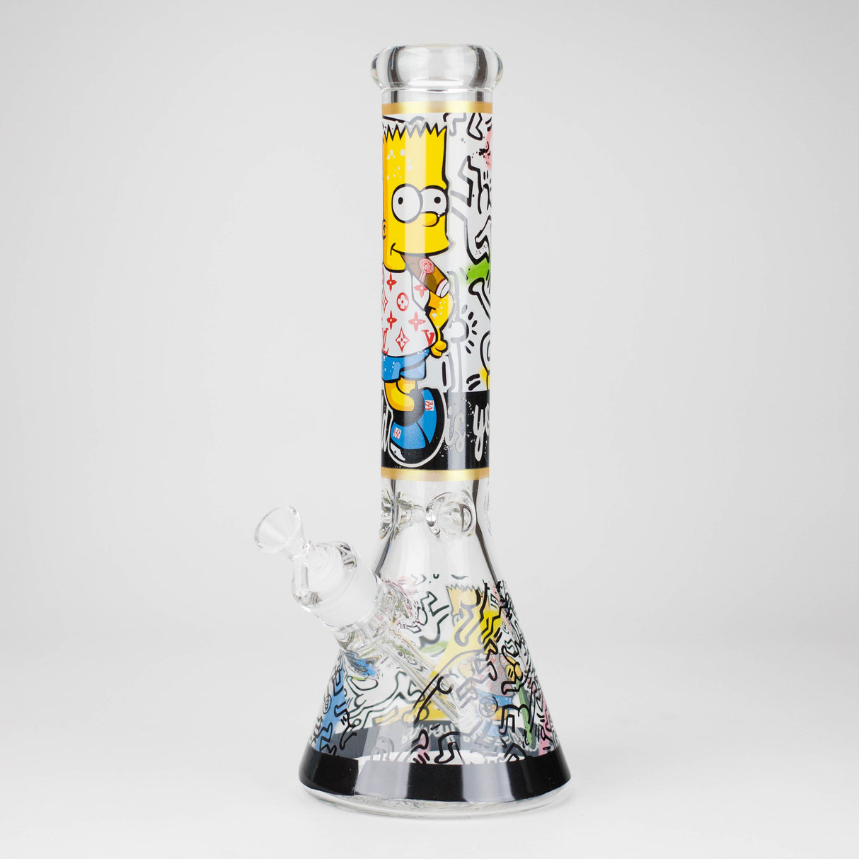14" Cartoon S Design 7mm Thick Heavy Duty Glass Beaker Bong Glass Bong 777 Smoke Design3