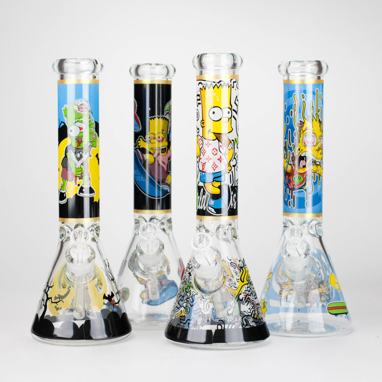 14" Cartoon S Design 7mm Thick Heavy Duty Glass Beaker Bong Glass Bong 777 Smoke