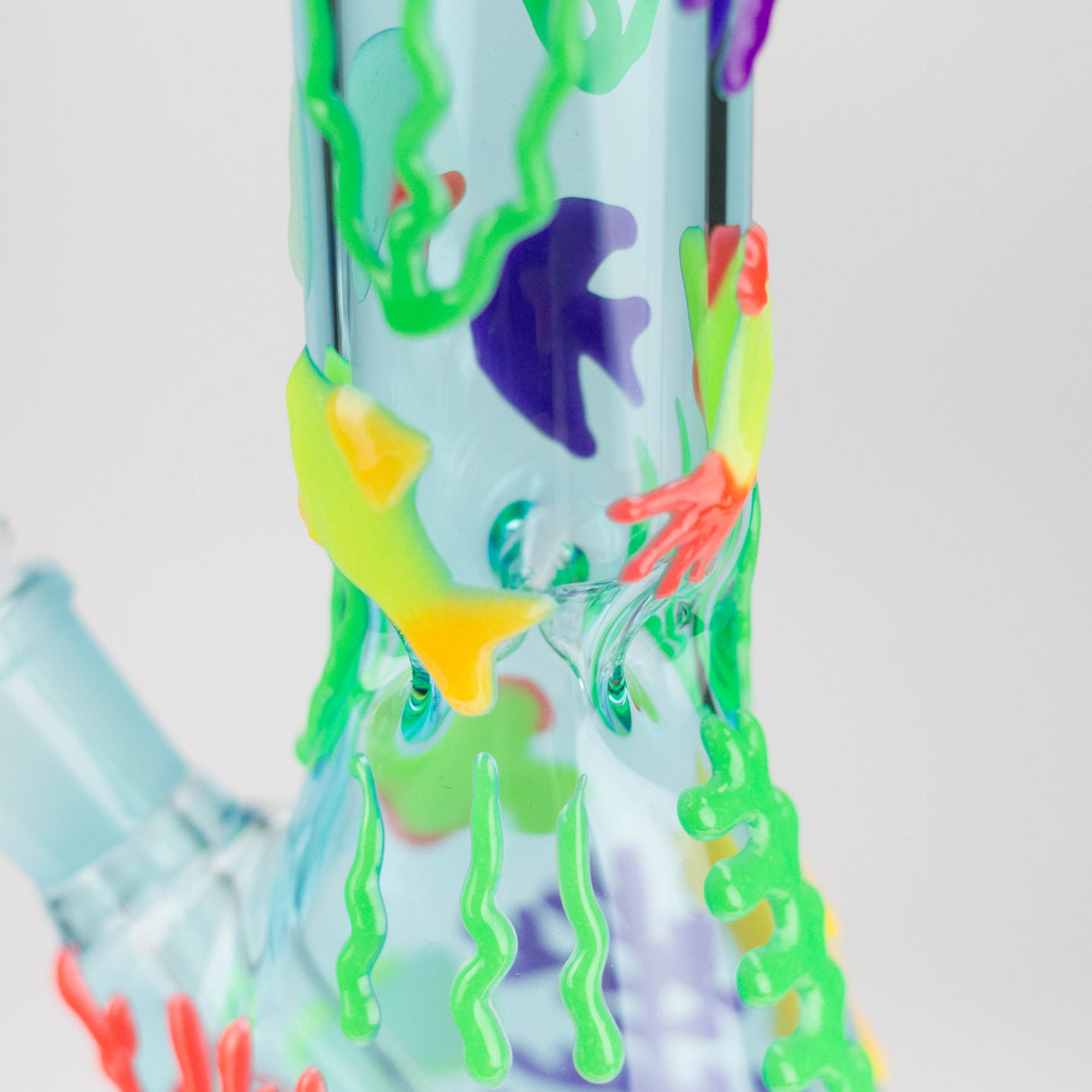 10" 3D Under The Sea Design Glass Beaker Bong-Glow in the dark Glass Bong 777 Smoke