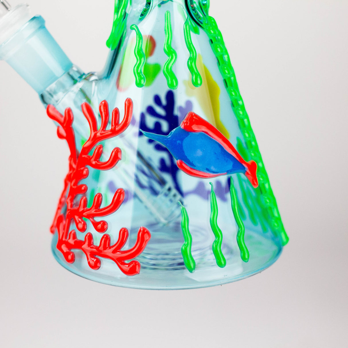 10" 3D Under The Sea Design Glass Beaker Bong-Glow in the dark Glass Bong 777 Smoke