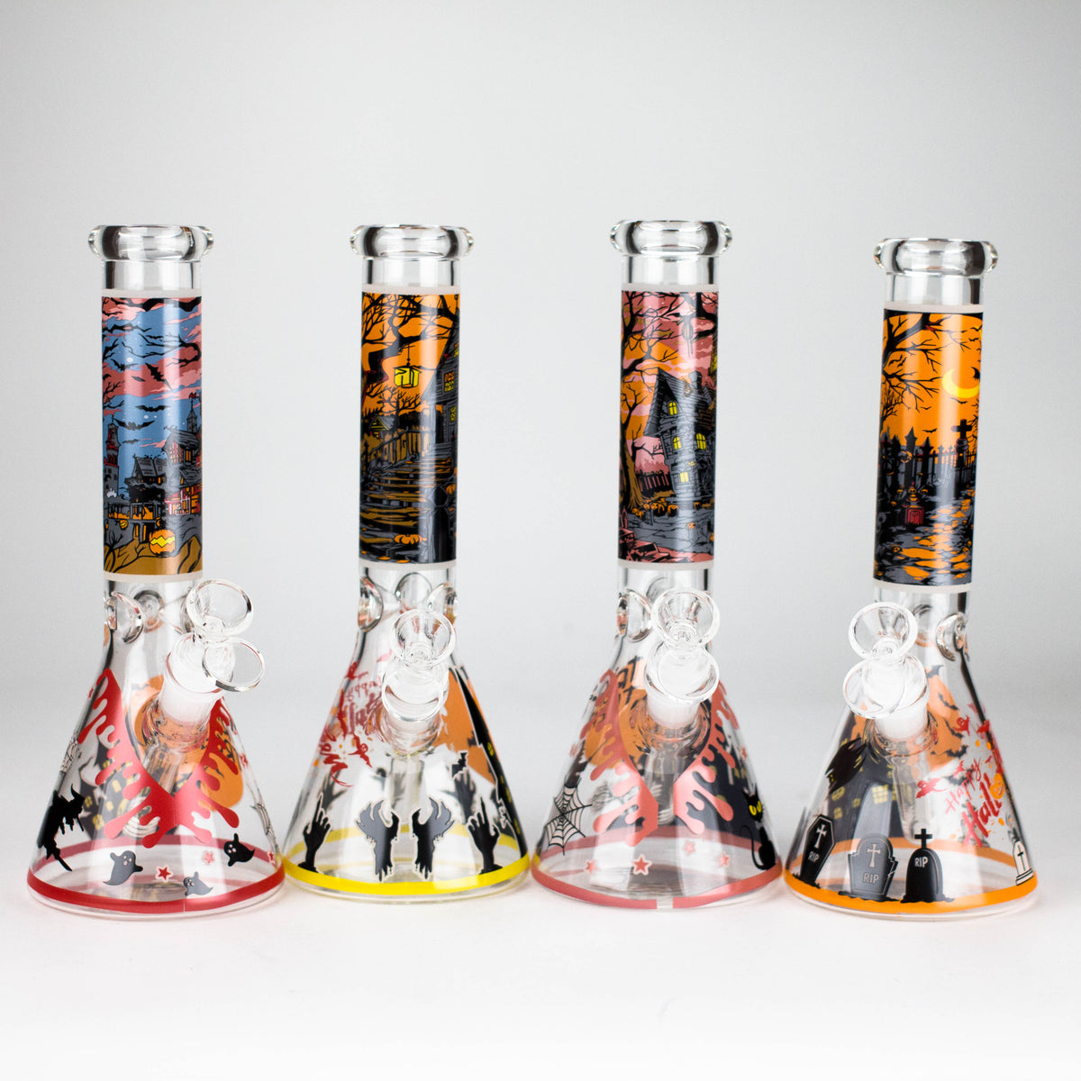 10" Halloween Design Glass Beaker Bong-Glow in the dark Glass Bong 777 Smoke