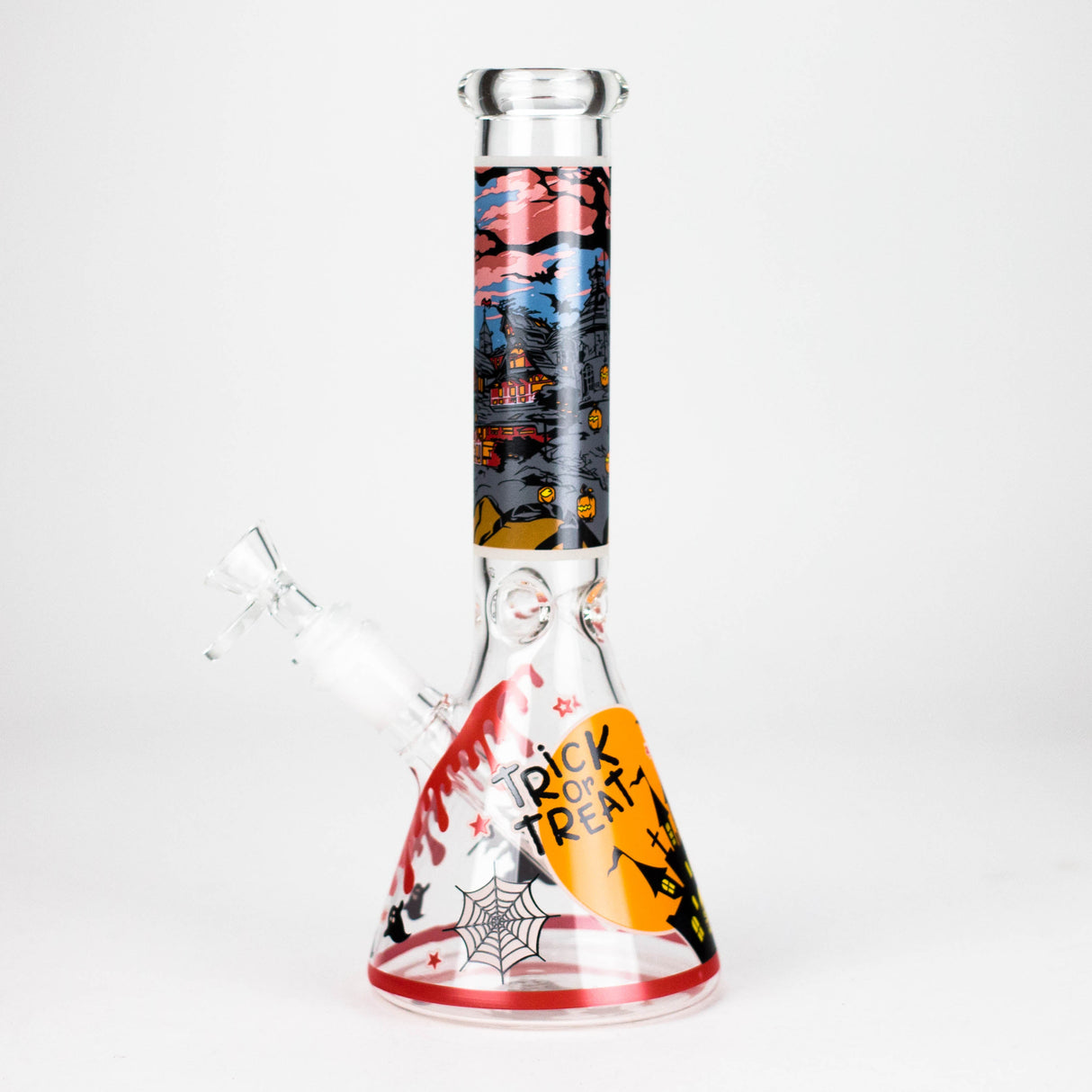 10" Halloween Design Glass Beaker Bong-Glow in the dark Glass Bong 777 Smoke