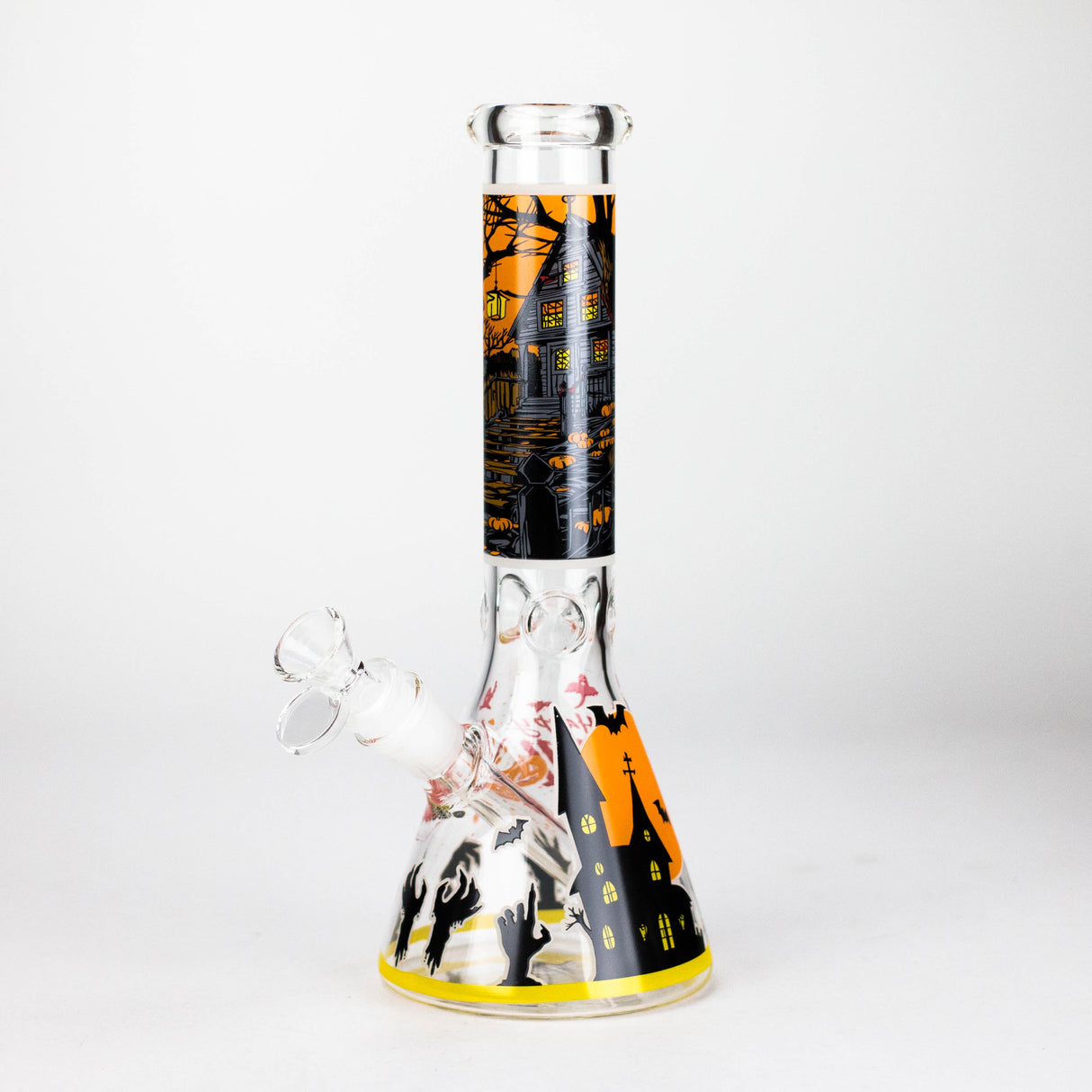 10" Halloween Design Glass Beaker Bong-Glow in the dark Glass Bong 777 Smoke Design2