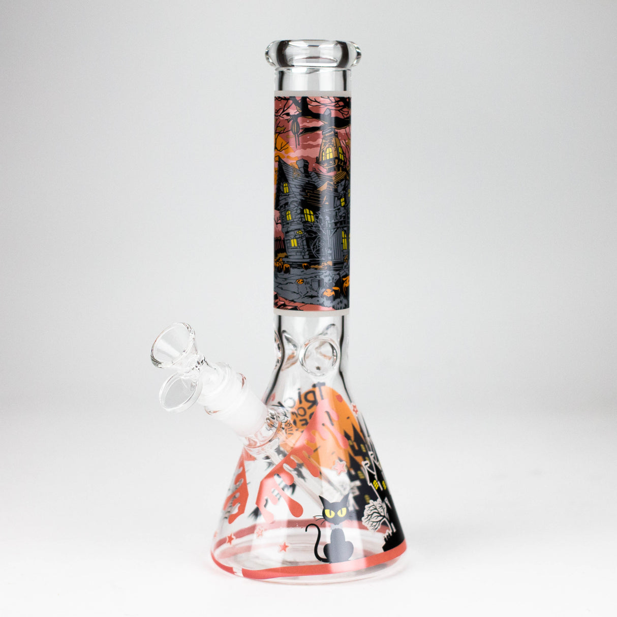10" Halloween Design Glass Beaker Bong-Glow in the dark Glass Bong 777 Smoke Design3