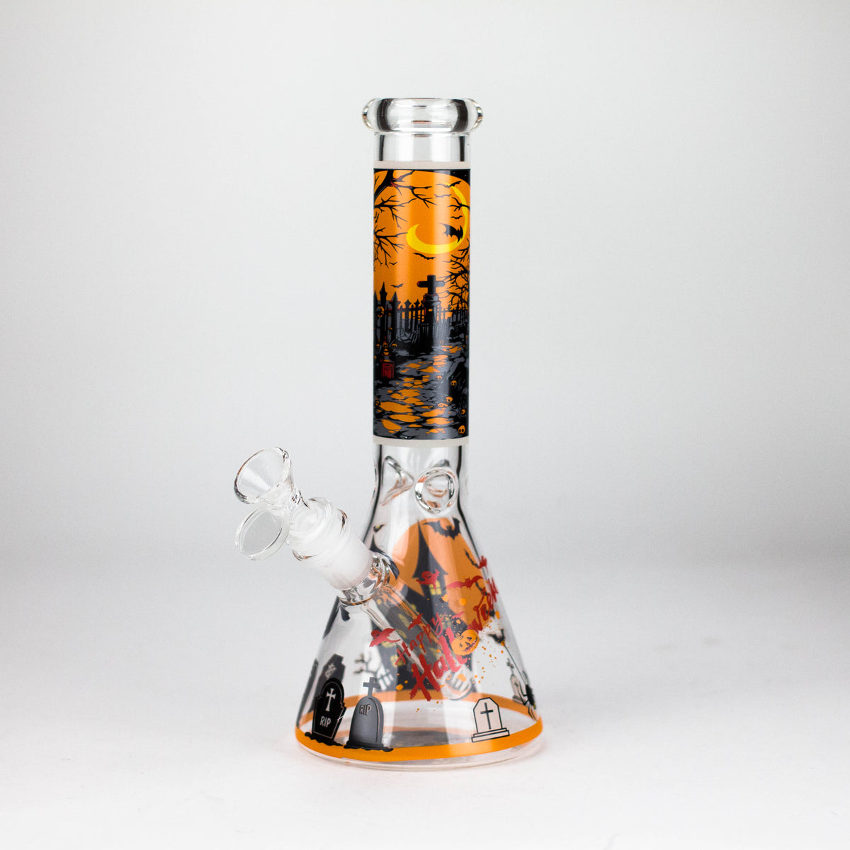 10" Halloween Design Glass Beaker Bong-Glow in the dark Glass Bong 777 Smoke Design4