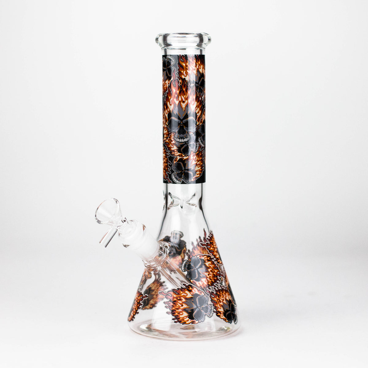 10" Furious Skull Design Glass Beaker Bong-Glow in the dark Glass Bong 777 Smoke Design4