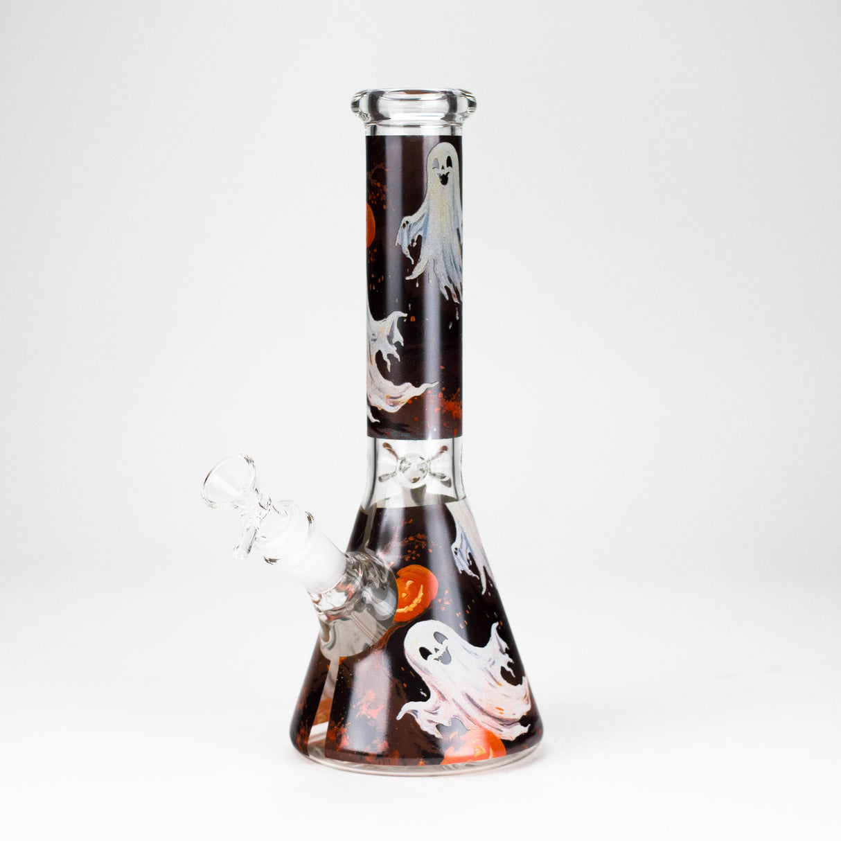 10" Cute Ghost Design Glass Beaker Bong-Glow in the dark Glass Bong 777 Smoke Design1