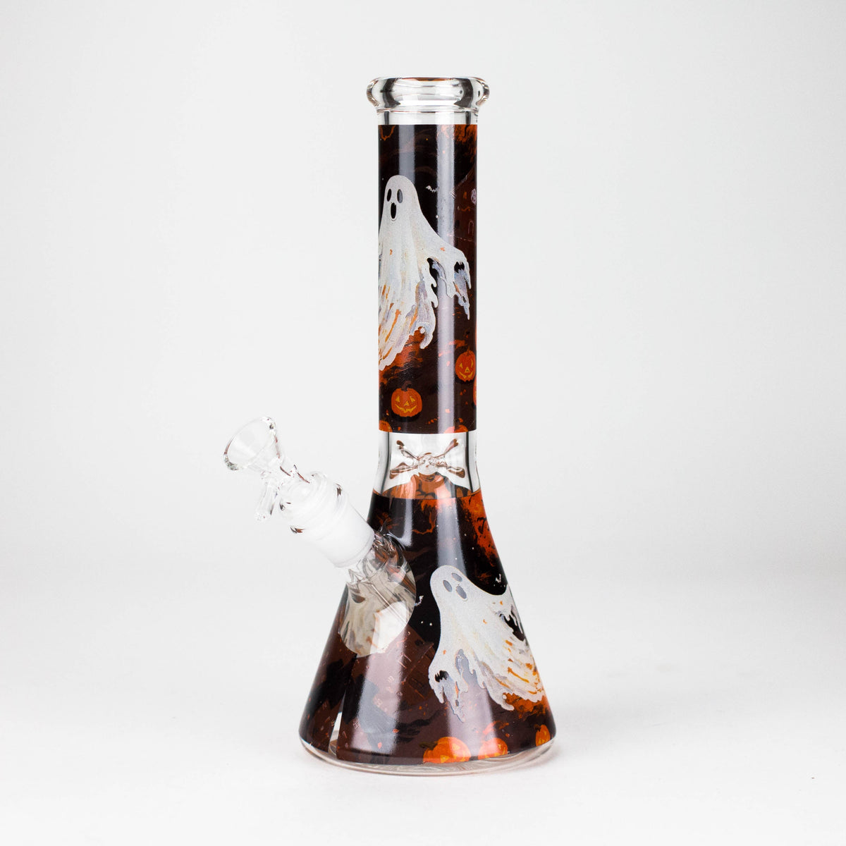 10" Cute Ghost Design Glass Beaker Bong-Glow in the dark Glass Bong 777 Smoke Design3