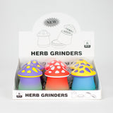 2.2" 4-Layer Mushroom Shaped Metal Herb Grinder — Box of 6 Display Pack 777 Smoke