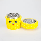2.5" 4-Layer Corn Design Metal Herb Grinder — Box of 6 Display Pack 777 Smoke