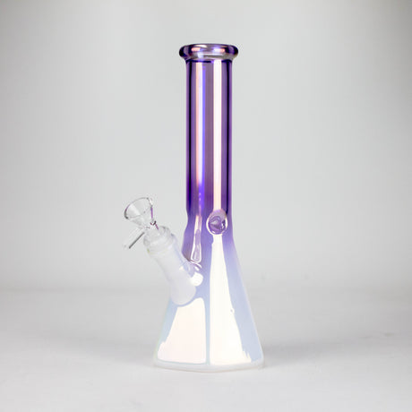10" Smoke On The Ice Two-Tone Glass Beaker Bong with Octagon Base Glass Bong 777 Smoke Purple