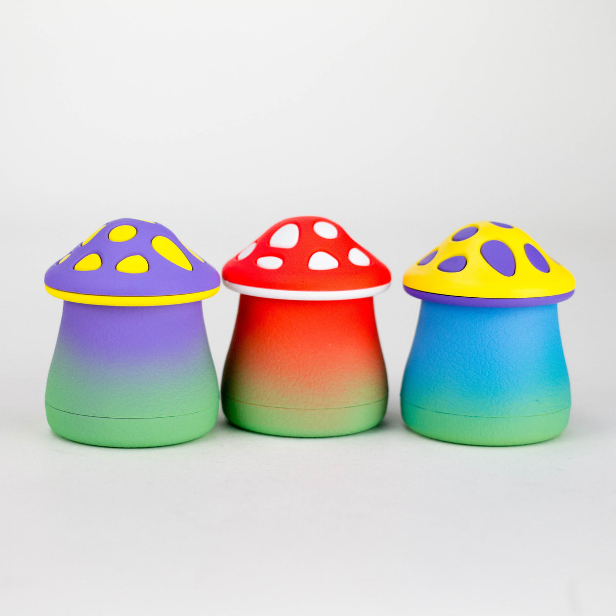 2.2" 4-Layer Mushroom Shaped Metal Herb Grinder — Box of 6 Display Pack 777 Smoke