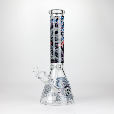 14" The Liberty Is Dead Design 7mm Thick Heavy Duty Glass Beaker Bong Glass Bong 777 Smoke Design4