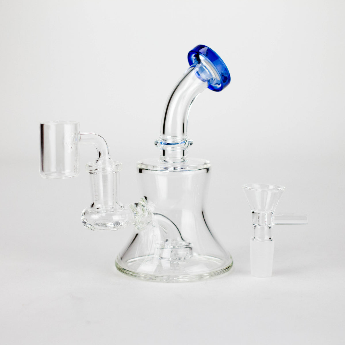 6" 2-in-1 Color Accented Mini Rig with Perc, Banger & Bowl Included Glass Rig 777 Smoke Blue