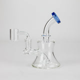 6" 2-in-1 Color Accented Mini Rig with Perc, Banger & Bowl Included Glass Rig 777 Smoke
