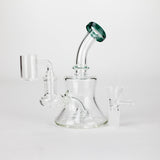 6" 2-in-1 Color Accented Mini Rig with Perc, Banger & Bowl Included Glass Rig 777 Smoke Green