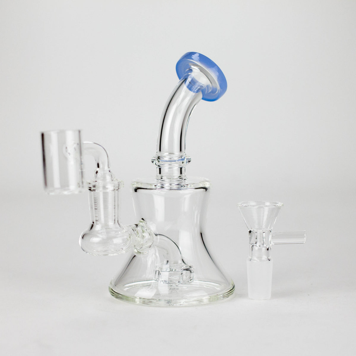 6" 2-in-1 Color Accented Mini Rig with Perc, Banger & Bowl Included Glass Rig 777 Smoke Milk Green
