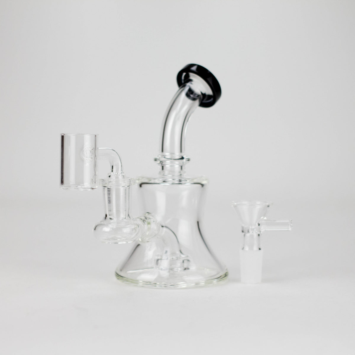 6" 2-in-1 Color Accented Mini Rig with Perc, Banger & Bowl Included Glass Rig 777 Smoke Black