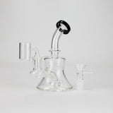 6" 2-in-1 Color Accented Mini Rig with Perc, Banger & Bowl Included Glass Rig 777 Smoke Black