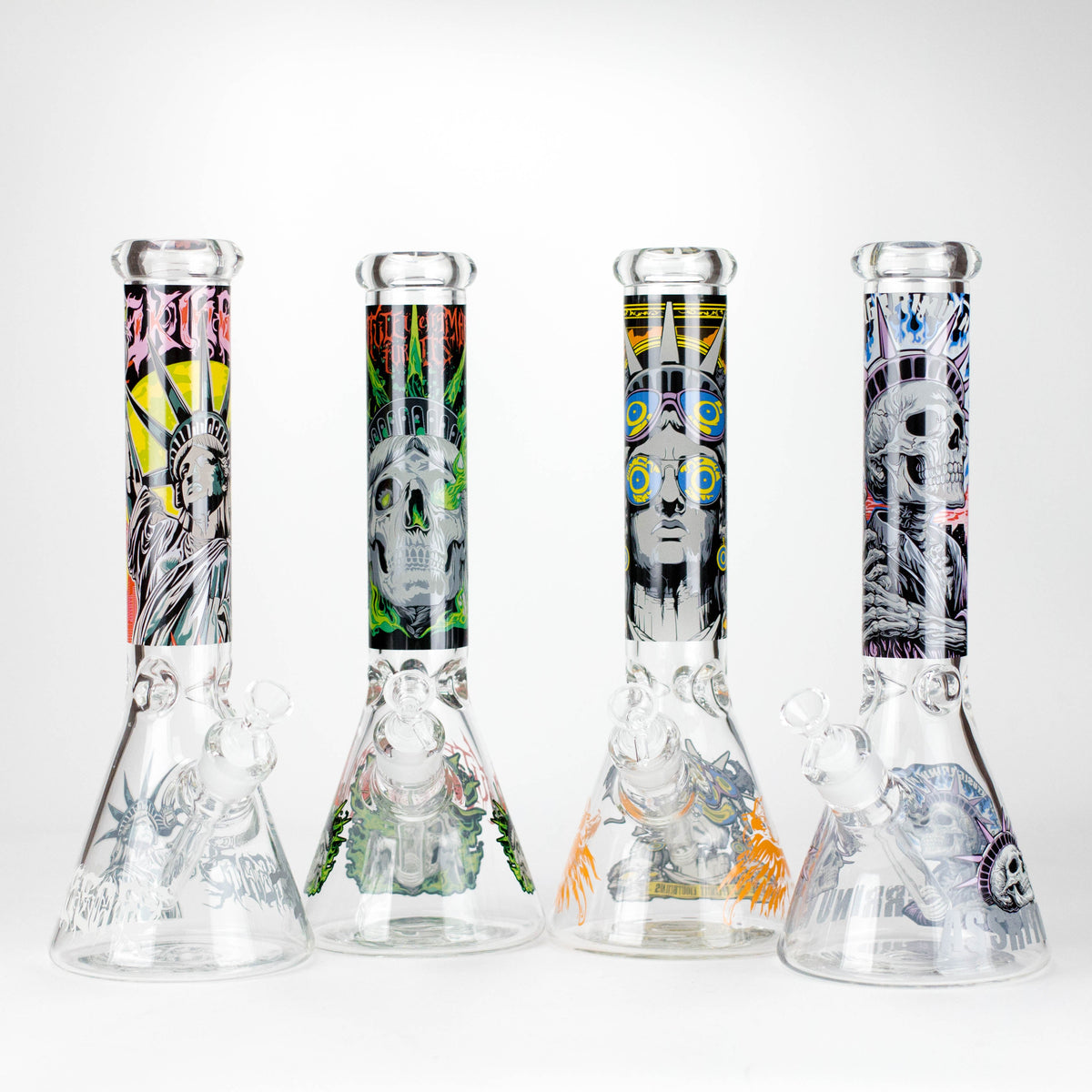 14" The Liberty Is Dead Design 7mm Thick Heavy Duty Glass Beaker Bong Glass Bong 777 Smoke