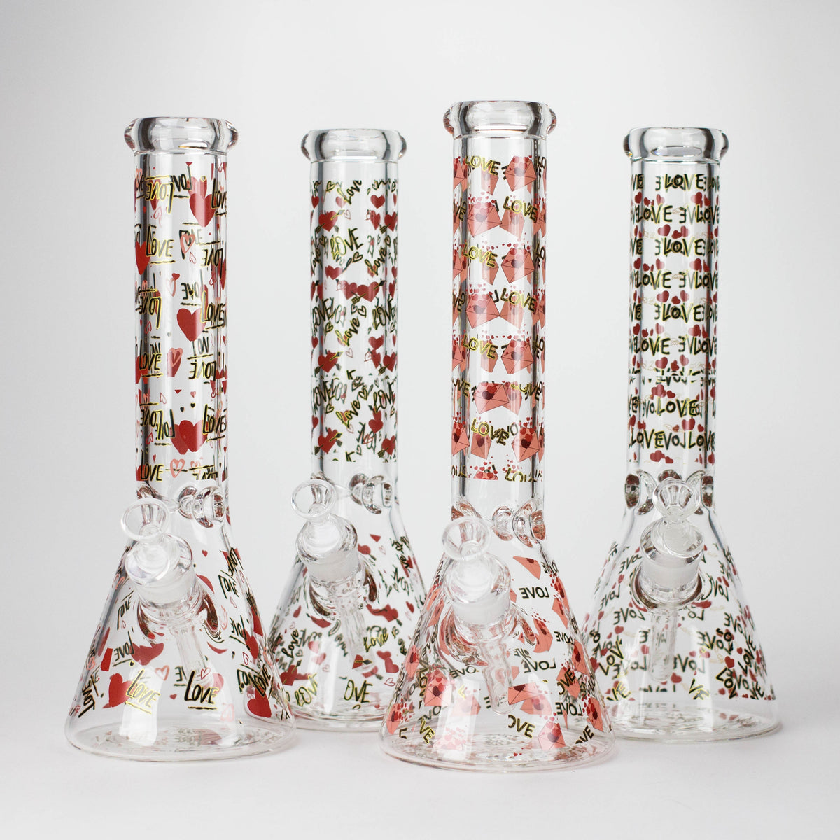 14" Love Design 7mm Thick Heavy Duty Glass Beaker Bong