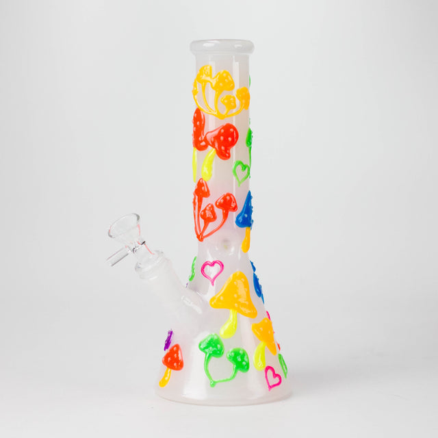 10" 3D Love Mushroom Design Glass Beaker Bong Glass Bong 777 Smoke