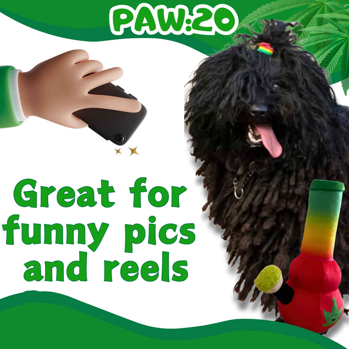 Bo da Bong - Parody Plush Rasta Color Squeaker Dog Toy - 9" For Pet PAW20