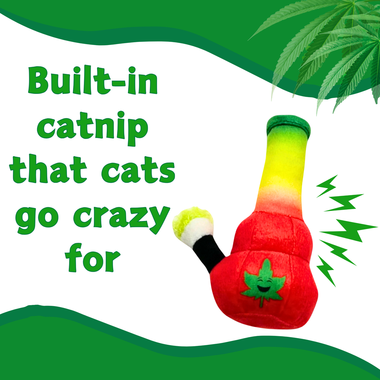 Lil Bo da Bong- Parody Plush Rasta Color Catnip Cat Toy - 5" For Pet PAW20