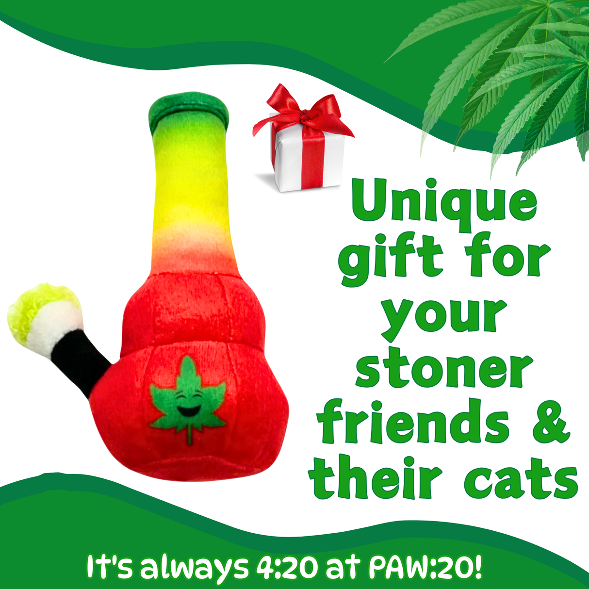 Lil Bo da Bong- Parody Plush Rasta Color Catnip Cat Toy - 5" For Pet PAW20