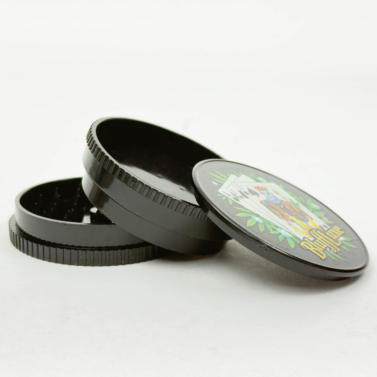 2.5" Poker Design Acrylic Grinder – 3-Layer (Box of 12) Display Pack 777 Smoke