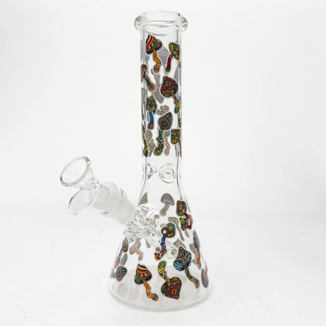 10" Cartoon Mushroom Design Glass Beaker Bong – Glow in the Dark Glass Bong 777 Smoke Design3