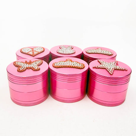 2" Valentine’s Day Design Aluminum Pink Grinder – 4-Layer (Box of 12) Display Pack 777 Smoke