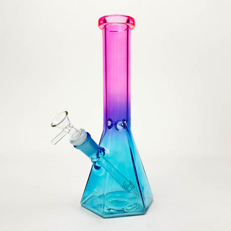 10" Two-Tone Color Glass Beaker Bong with Octagon Base Glass Bong 777 Smoke Pink Blue