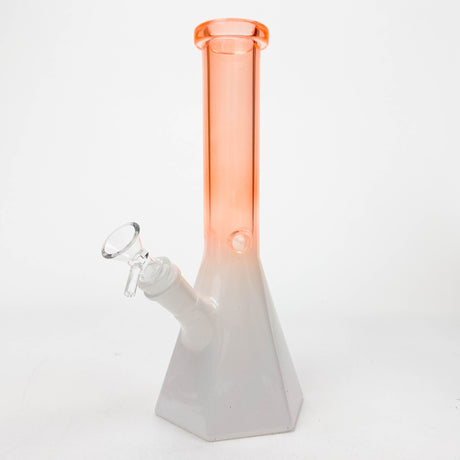 10" Two-Tone Color Glass Beaker Bong with Octagon Base Glass Bong 777 Smoke Orange White