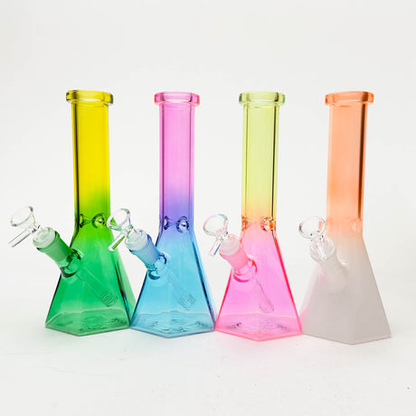 10" Two-Tone Color Glass Beaker Bong with Octagon Base Glass Bong 777 Smoke