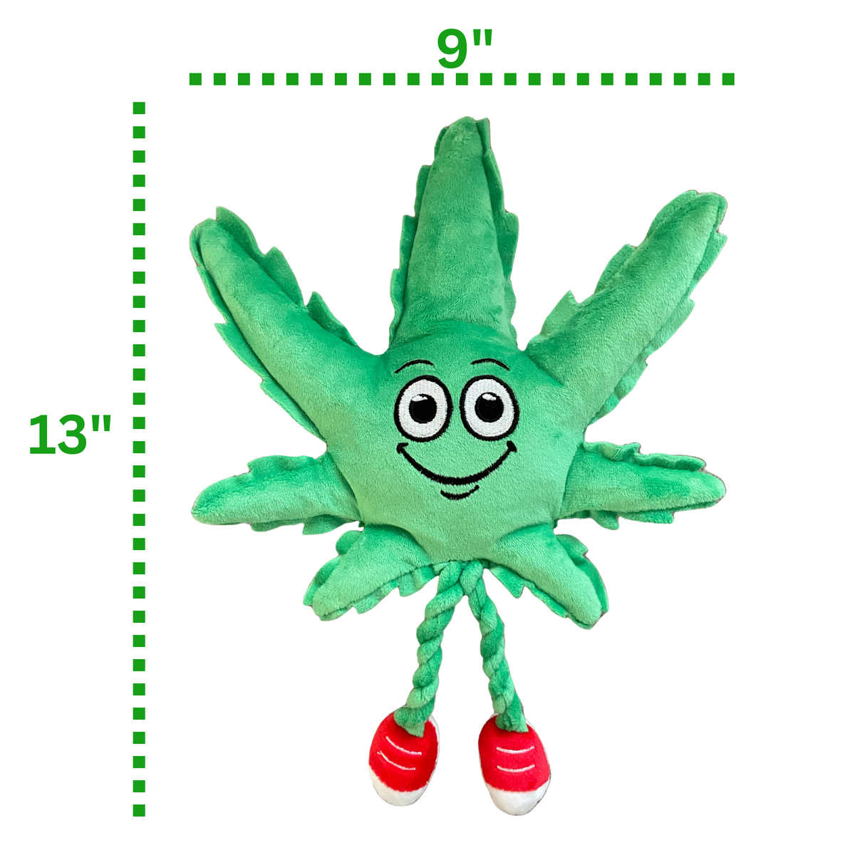 MJ the Marijuana Leaf - Squeaky Dog Toy - Shelf-Sitter Plushie - 13" For Pet PAW20